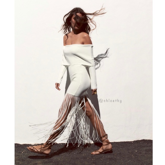 Zara FRINGED STRETCH KNIT DRESS - Picture 4 of 6